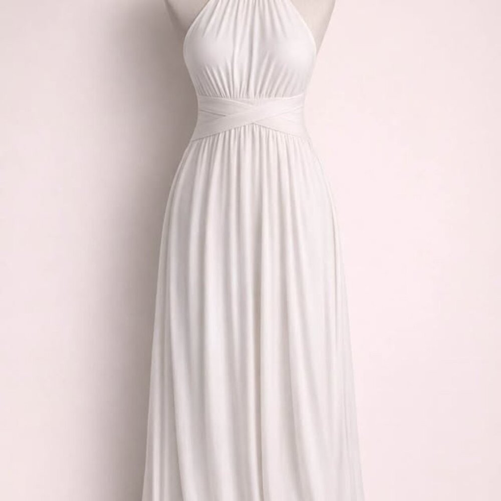 Silence + Noise Women's  Cream Halter Maxi Dress  – Minimal Goddess Energy